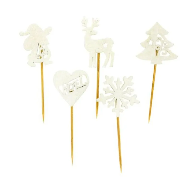 Outlet Cerf Dellier Décors de Noël en bois vintage pailleté (x50)