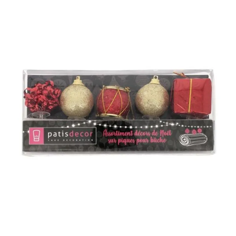 Clearance Cerf Dellier Décors de Noël sur pique assortis rouges (x5)