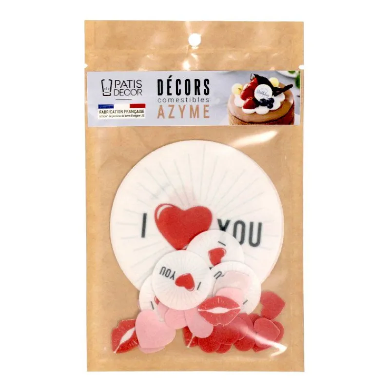 Cerf Dellier Décors en azyme assortis thème St Valentin « I Love You » - DDM 11/24