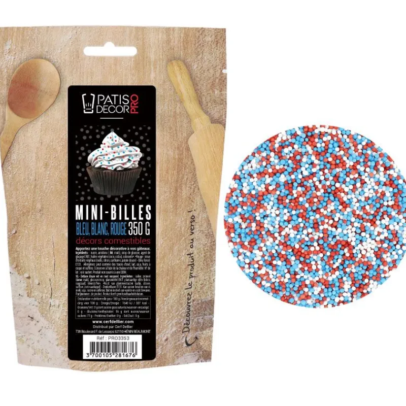 Hot Cerf Dellier Décors mini billes bleu blanc rouge comestibles 350 g