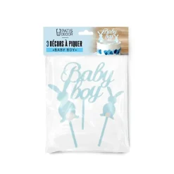 Discount Cerf Dellier Décors sur pique bleus Baby Boy lapins