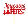Online Cerf Dellier Décors sur pique "Joyeuses Fêtes" rouges (x30)