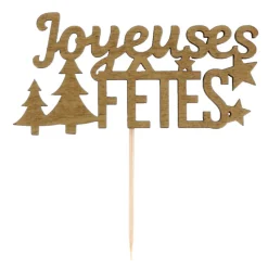 Online Cerf Dellier Décors sur pique "Joyeuses Fêtes" dorés (x30)