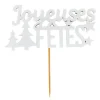 Online Cerf Dellier Décors sur pique "Joyeuses Fêtes" blancs (x30)