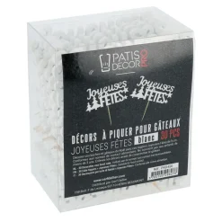 Online Cerf Dellier Décors sur pique "Joyeuses Fêtes" blancs (x30)