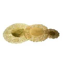 Hot Cerf Dellier Dentelle ronde pâtisserie papier doré (x 100)