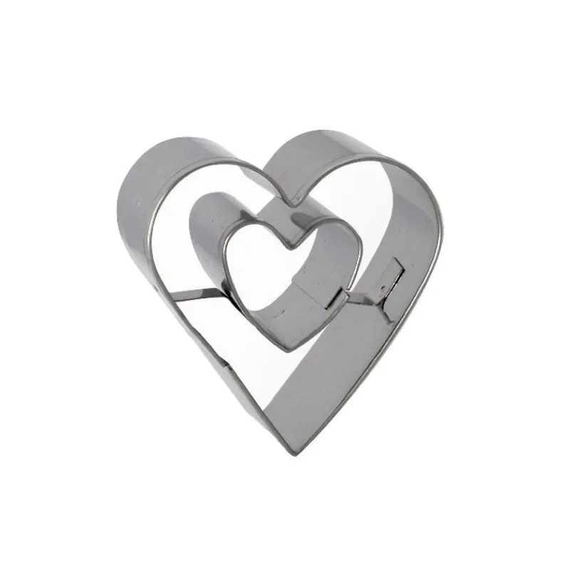 Hot Cerf Dellier Emporte-pièce double Coeur inox 4,6 cm