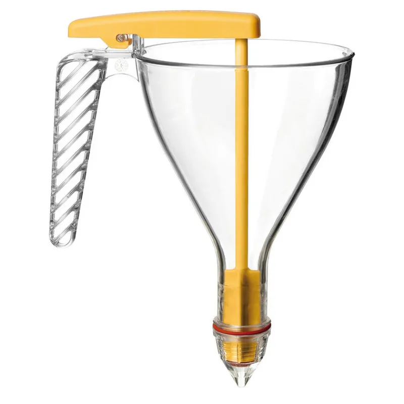 New Cerf Dellier Entonnoir gradué à piston copolyester transparent avec support et 1 douille - 0,75 L