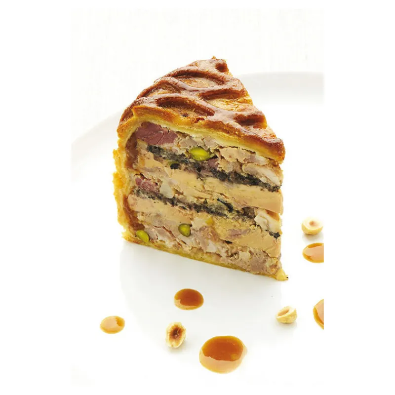 Cerf Dellier Exopan pâté en croûte rond à chevrons hauteur 9 cm diamètre 25 cm