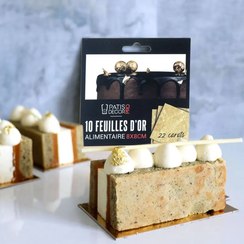 Outlet Cerf Dellier Feuilles d'or alimentaire 8 x 8cm 22 carats (x10)