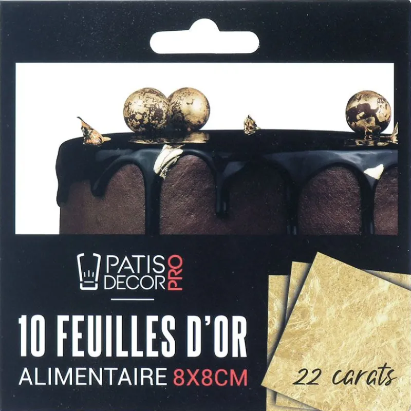 Outlet Cerf Dellier Feuilles d'or alimentaire 8 x 8cm 22 carats (x10)