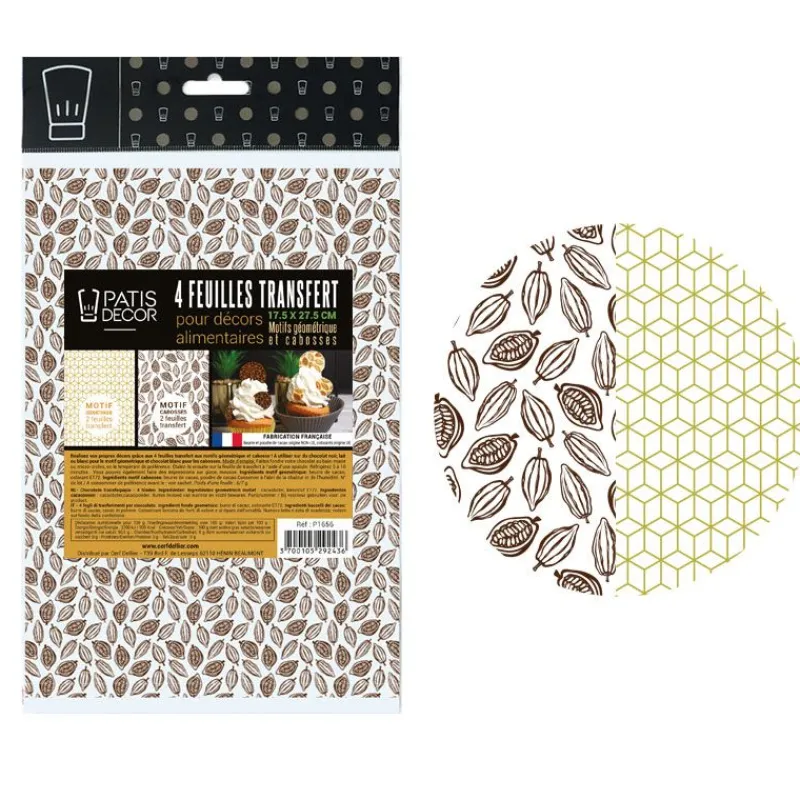 Discount Cerf Dellier Feuilles transfert cabosses et géométrie assorties (x4)