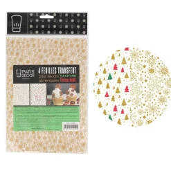 Online Cerf Dellier Feuilles transfert Noël assorties (x4)
