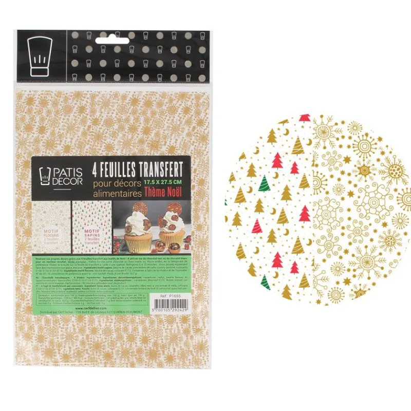 Online Cerf Dellier Feuilles transfert Noël assorties (x4)