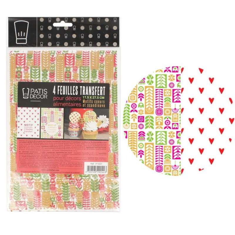 Sale Cerf Dellier Feuilles transfert Scandinave et Coeurs assorties (x4)