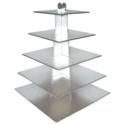 Clearance Cerf Dellier Grand présentoir cupcakes argent carré - hauteur 56 cm