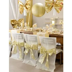 Online Cerf Dellier Housse de chaise ivoire noeud métallisé (x4)