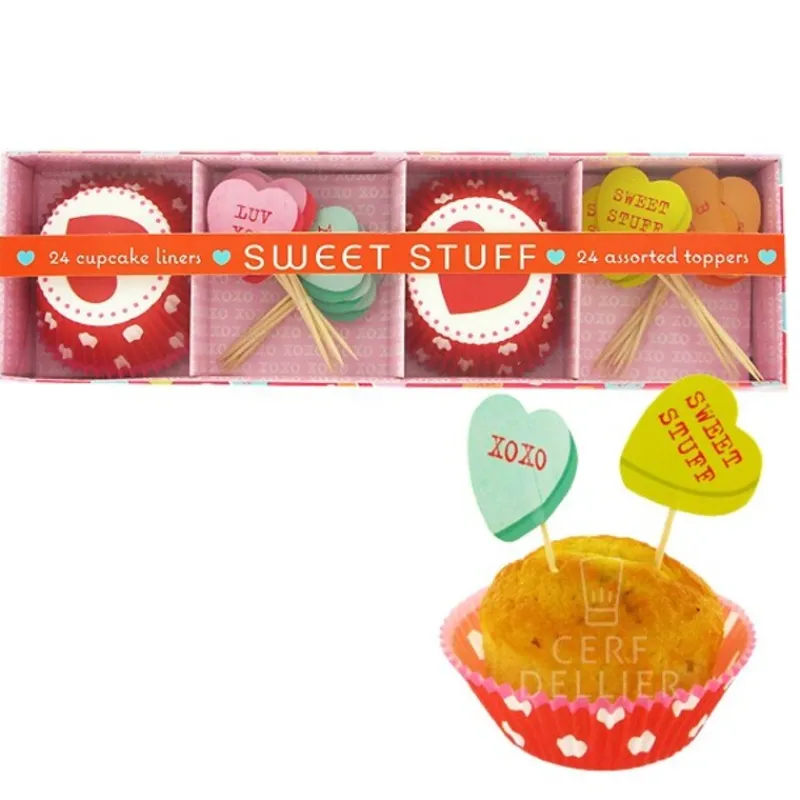 Sale Cerf Dellier Kit déco cupcakes Coeurs Rouges