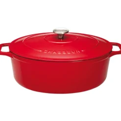 Outlet Cerf Dellier Le Chasseur cocotte ovale avec couvercle rouge 31 x 26 cm