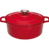 Outlet Cerf Dellier Le Chasseur cocotte ronde avec couvercle rouge 28 cm