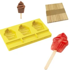 Hot Cerf Dellier Moule à esquimaux silicone Cupcake + 50 bâtons