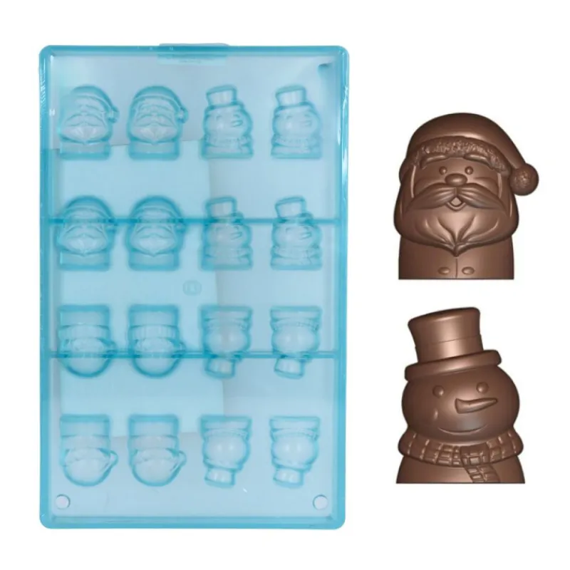 Cerf Dellier Moule chocolat bonhomme de neige et père Noël