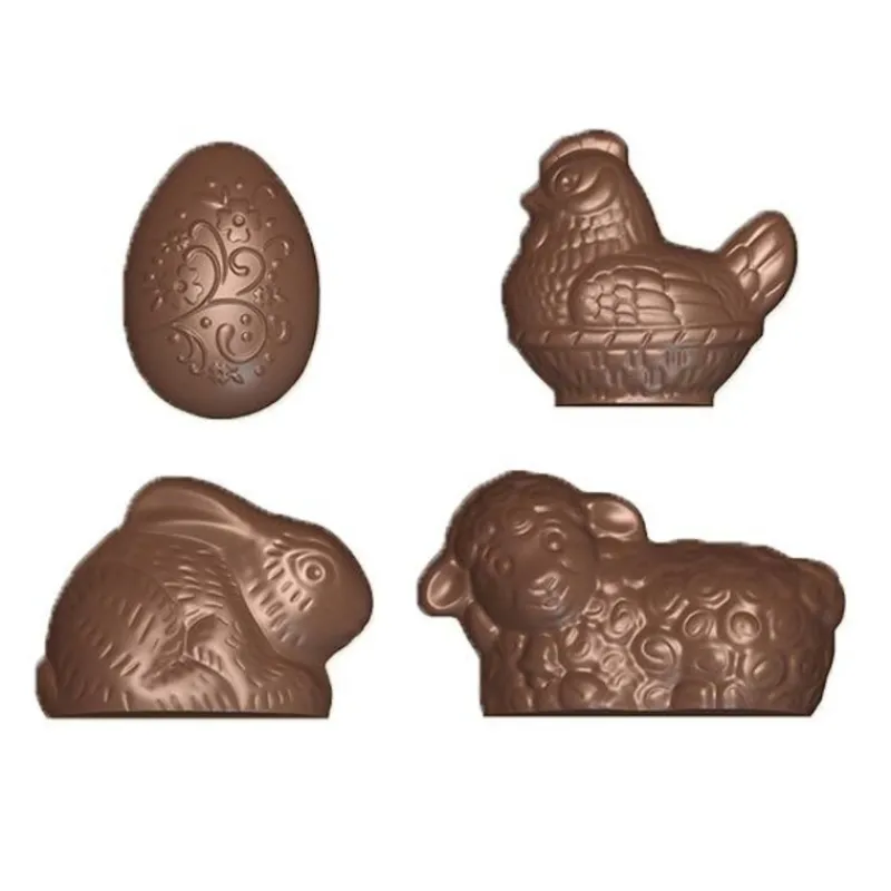 Cerf Dellier Moule friture en chocolat 4 sujets de Pâques