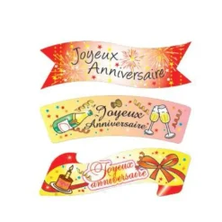 New Cerf Dellier Plaquette azyme Joyeux Anniversaire assorties (x24)