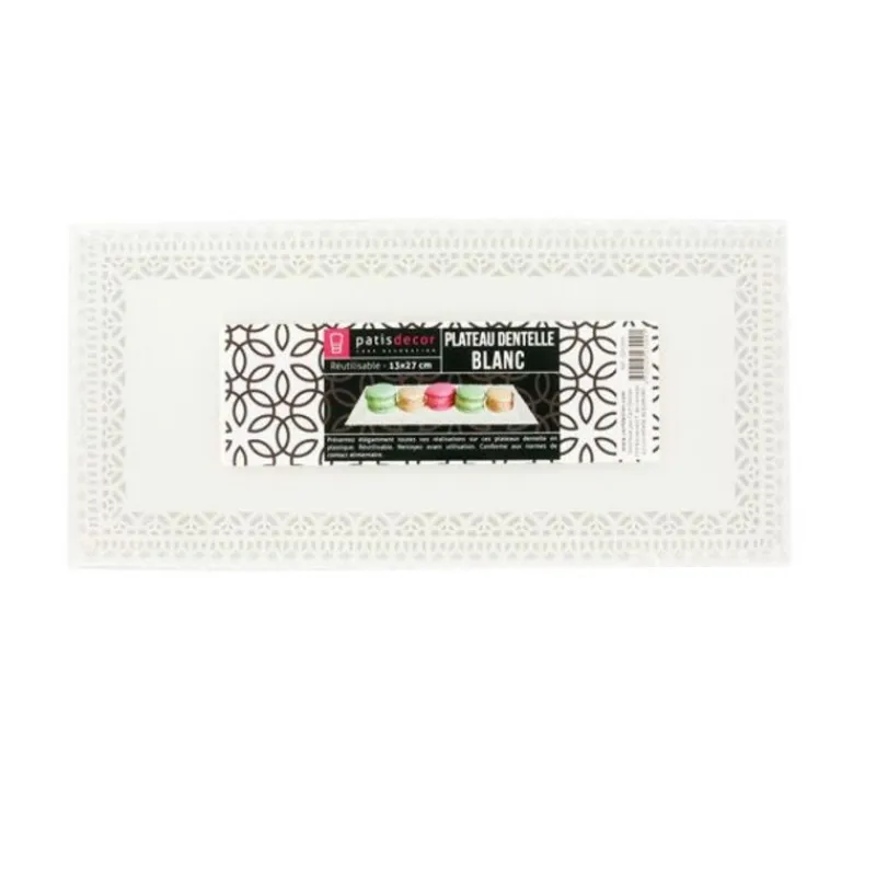 Discount Cerf Dellier Plateau dentelle rectangulaire blanc