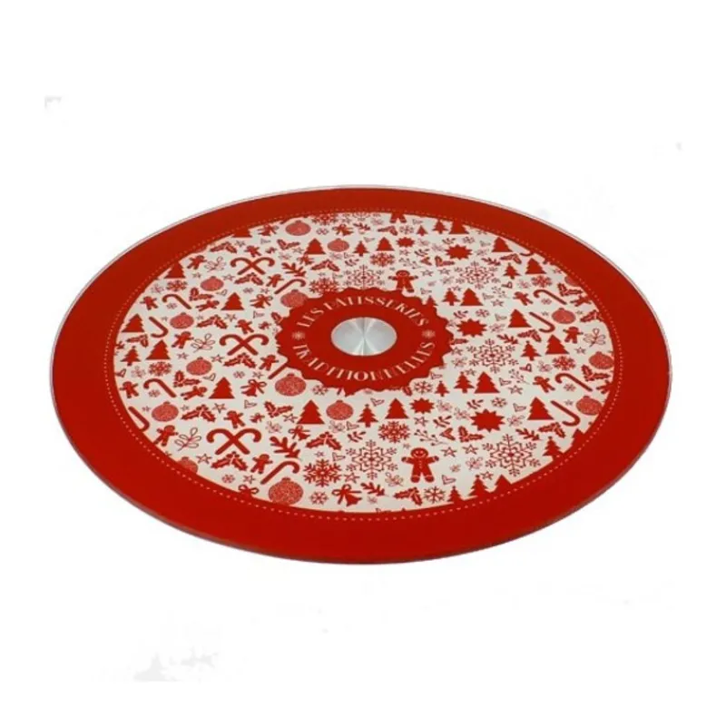 Discount Cerf Dellier Plateau tournant verre Noël 28 cm