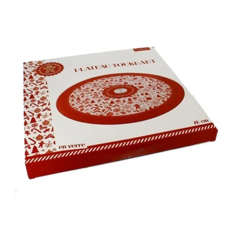 Discount Cerf Dellier Plateau tournant verre Noël 28 cm