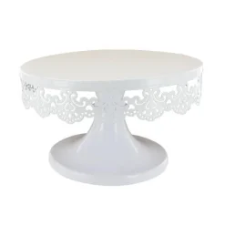 Hot Cerf Dellier Présentoir gâteau blanc broderie Ø 18 cm