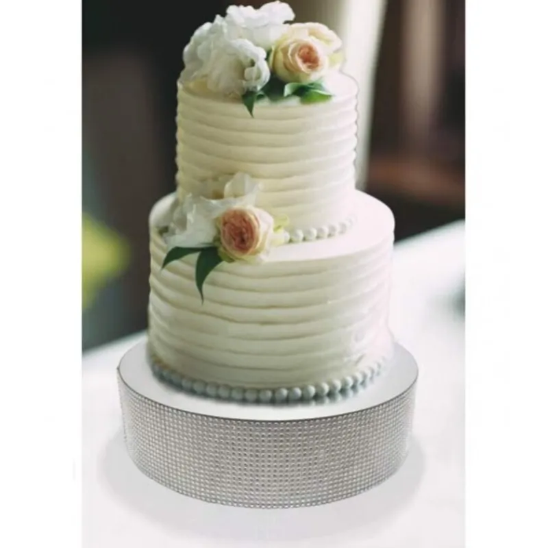 Hot Cerf Dellier Présentoir gâteau effet miroir et contour en strass 20 cm