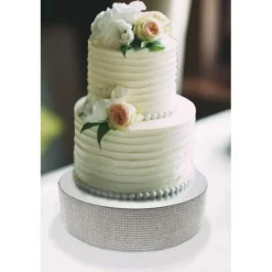 Cerf Dellier Présentoir gâteau effet miroir et contour en strass 35 cm