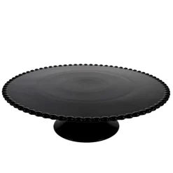 Sale Cerf Dellier Présentoir gâteau en céramique noir cannelé Ø 30 cm