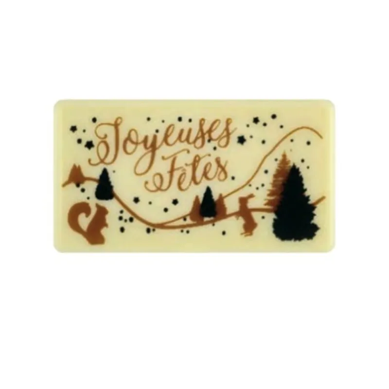 Outlet Cerf Dellier Rectangles chocolat blanc Joyeuses Fêtes (x 64)