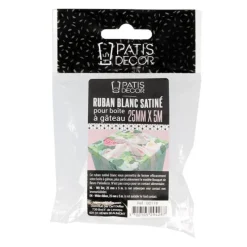 Hot Cerf Dellier Ruban satin blanc largeur 25 mm (5 m)