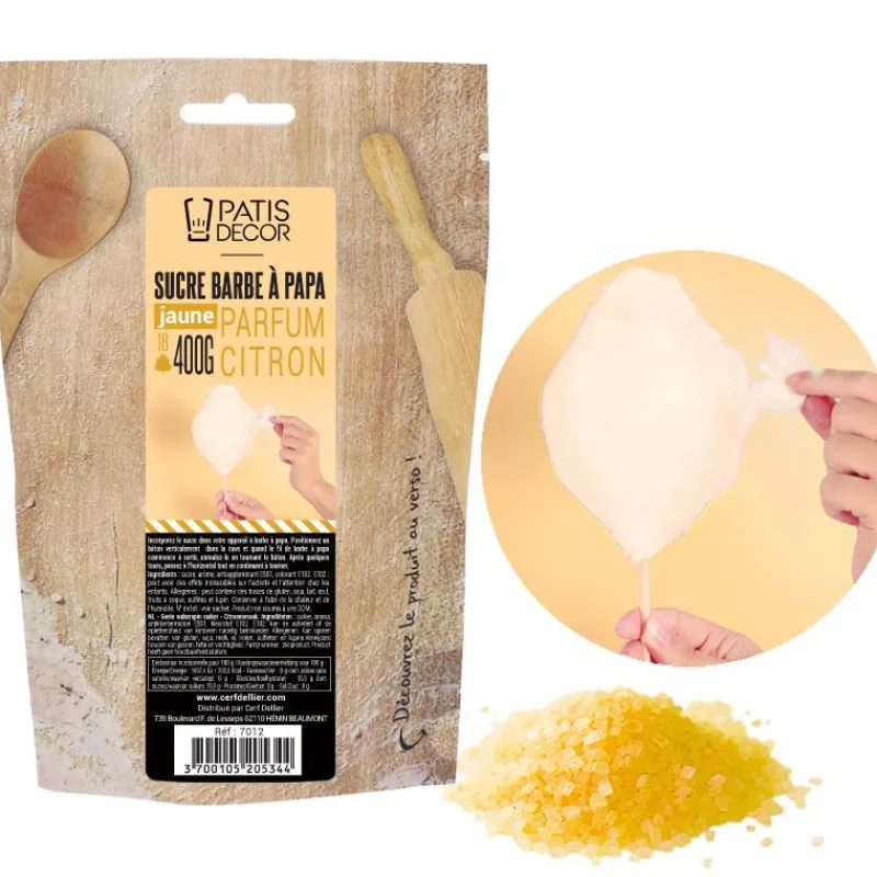 Clearance Cerf Dellier Sucre barbe à papa Citron 400g
