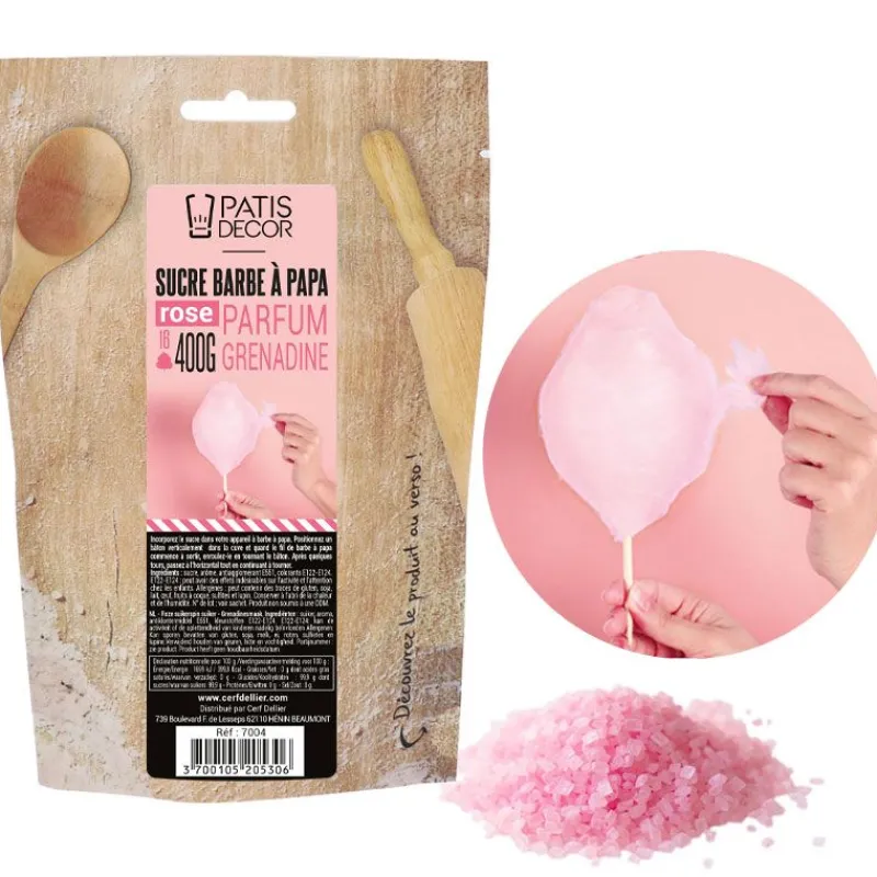 Clearance Cerf Dellier Sucre barbe à papa Grenadine 400 g