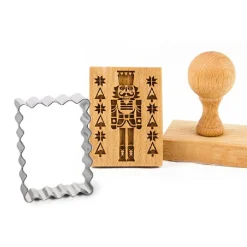 Best Cerf Dellier Tampon à biscuit bois Casse Noisette + découpoir rectangle