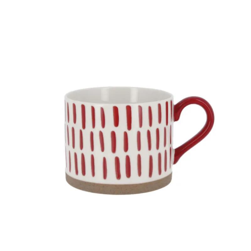 Cerf Dellier Tasse blanche à traits rouges